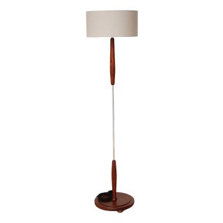 Vintage Scandinavian Light Fixture in Teak, Chrome-Plated Metal and Cotton, 1960s For Sale
