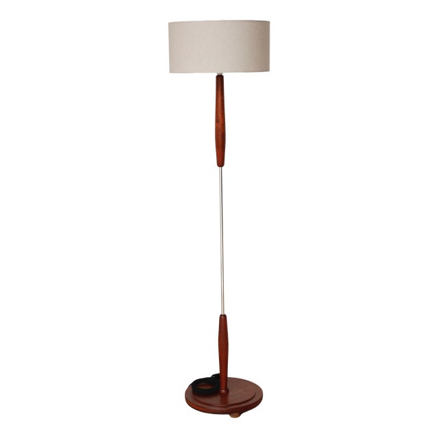 Vintage Scandinavian Light Fixture in Teak, Chrome-Plated Metal and Cotton, 1960s For Sale