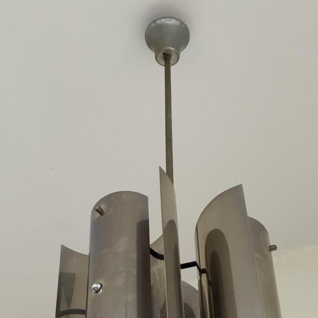 Max Sauze Modernist Curved Chrome Steel Chandelier by Max Sauze, 1970s For Sale - Image 4 of 9