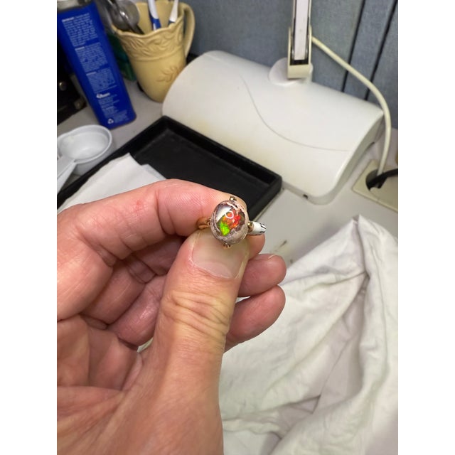 Metal 14KY Mexican Fire Opal(4.60) Ring, size 6.5 For Sale - Image 7 of 9