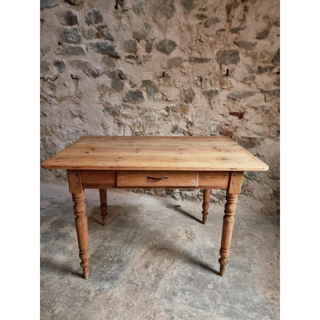 Antique French Pine and Beech Country Dining Table or Desk with Drawer, 1920s-1930s For Sale - Image 11 of 18