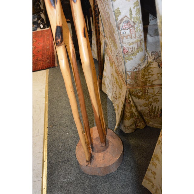 Hand Crafted 5.5' Golden Wood & Brown Standing Wooden Giraffe For Sale - Image 14 of 17