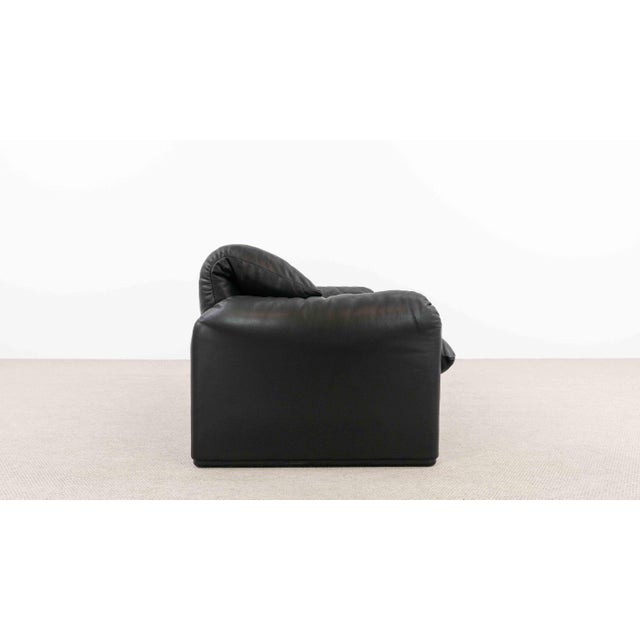 Black Maralunga 2-Seater Leather Sofa by Vico Magistretti from Cassina, 1990s For Sale - Image 8 of 18