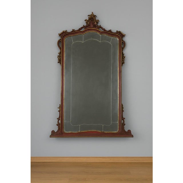 Louis XV Baroque Style Venetian Mirror in Lacquered and Gilded Wood For Sale - Image 9 of 9