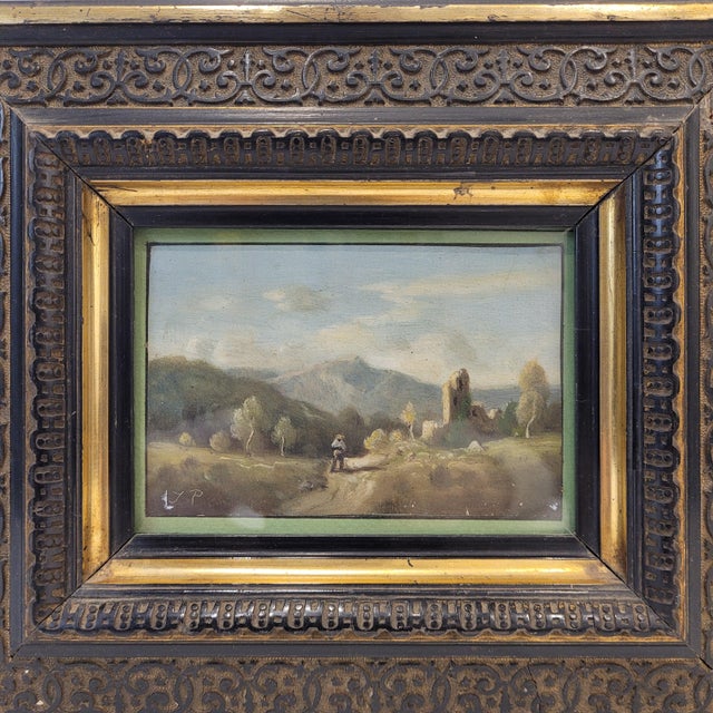 Landscape with Peasant, Late 19th Century, Oil on Cardboard, Framed For Sale - Image 4 of 18