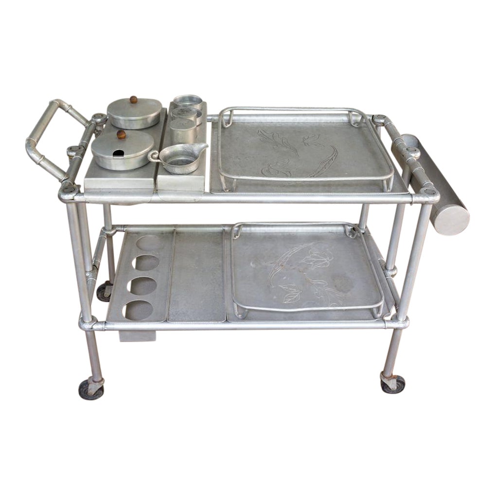 Patio Bar Cart Mary And Russel Wright Aluminum Folding Tea Cart