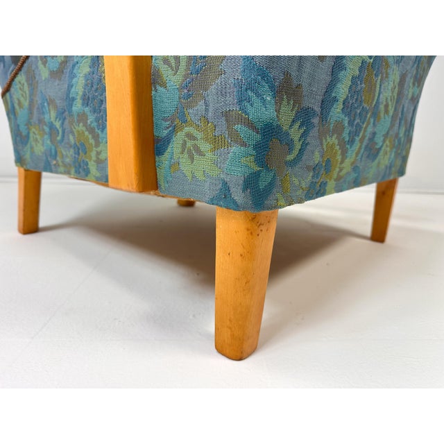 Blue 1950's Swedish High Back Lounge Chair For Sale - Image 8 of 11