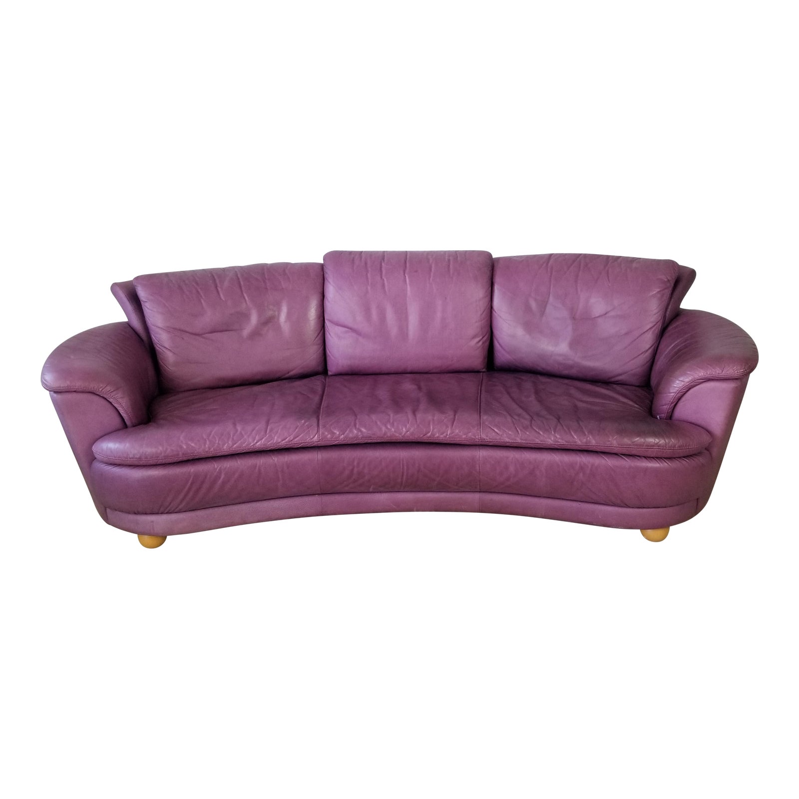 Italian Postmodern Style Purple Leather Curved Sofa Chairish