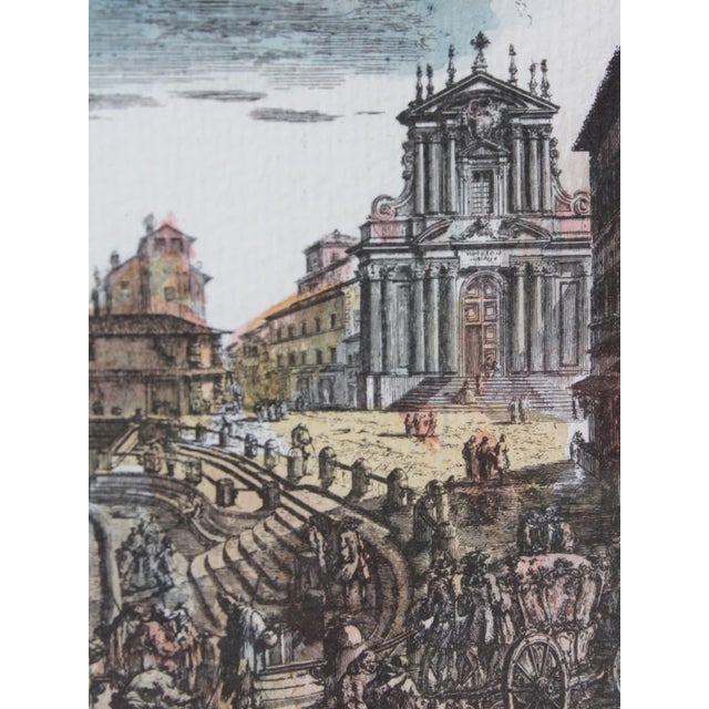 Giovanni Battista Piranesi, View of the Vast Trevi Fountain, 1750, Ink & Watercolor & Paper For Sale - Image 4 of 10