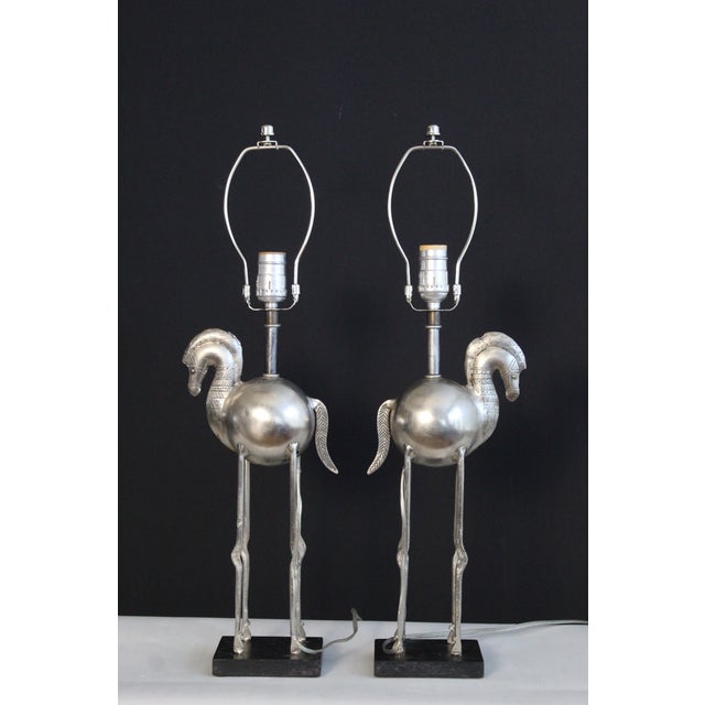 Metal Early 20th Century Tyndale Influence Trojan Horse Lamps - a Pair For Sale - Image 7 of 11