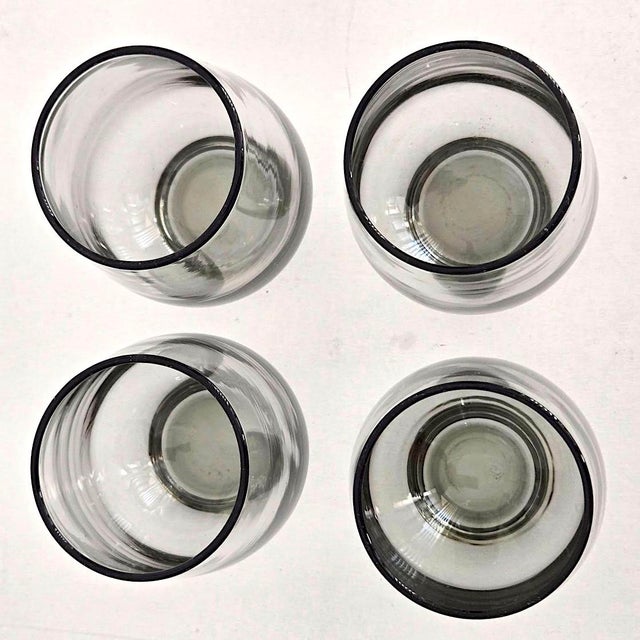 1970s Libbey Tempo 10 Ounce Flat Tumbler Glasses in Olive Green, Set of 4 For Sale - Image 9 of 10