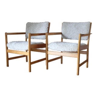1960s Vintage Sheepskin Armchairs by Alf Svensson - a Pair For Sale