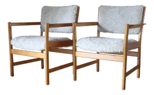 1960s Vintage Sheepskin Armchairs by Alf Svensson - a Pair
