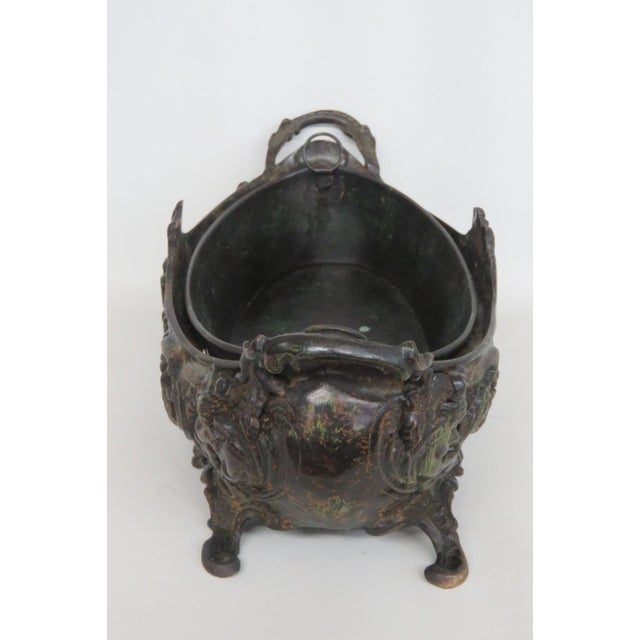 Late 20th Century Metal Jardiniere Planter Rococo Style Scrollwork Footed Centerpiece Bowl 4957b For Sale - Image 5 of 18
