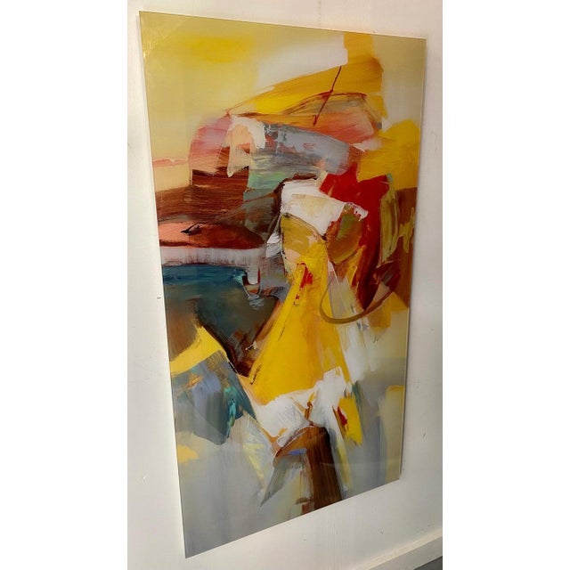 Abstract Acrylic on Plexiglass Painting Attributed to Wilfred Lang