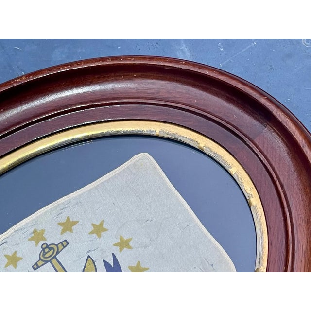 Real Vintage American Flag of Colonial Rhode Island Silk Nautical Excellent Walnut Gilt Frame 1891 For Sale - Image 4 of 8