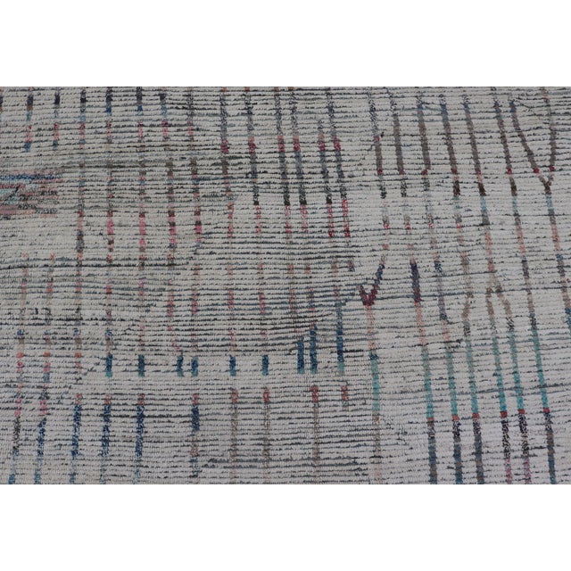 Textile Modern Afghanistan Rug in Neutral Tones With Subdued Design With Pops of Color For Sale - Image 7 of 10