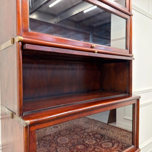 English Bookcase in Brass, Glass, and Ash in the style of Globe-Wernicke For Sale - Image 10 of 13