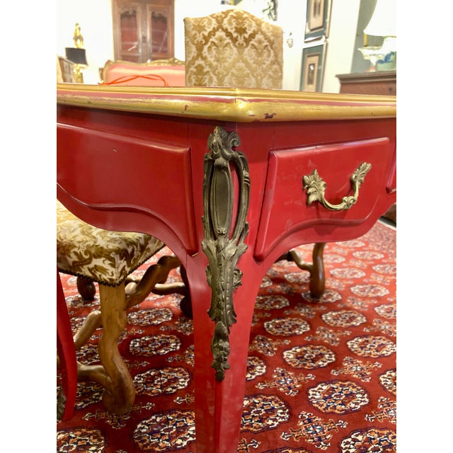 Louis XV Red Lacquered Writing Desk For Sale - Image 9 of 9