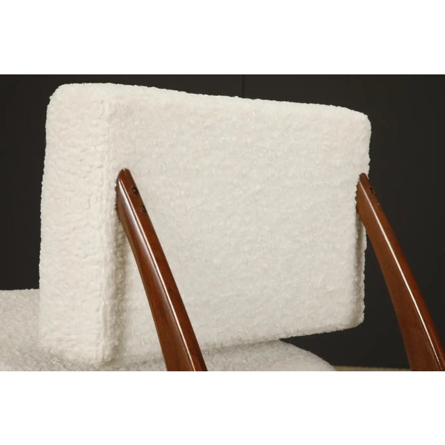 Brazilian Modern Sculptural Rosewood and White Bouclé Lounge Chair, 1960s For Sale - Image 12 of 16