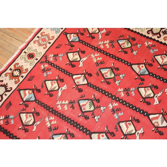Mid-Century Modern Vintage Zabihi Collection Square Turkish Kilim - 7' x 8' For Sale - Image 3 of 9