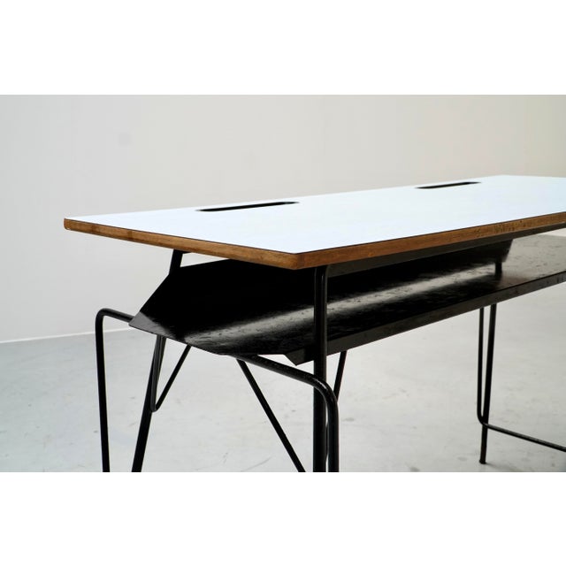 Metal Teachers Desk by Willy Van Der Meeren for Tubax, Belgium, 1950s For Sale - Image 7 of 12