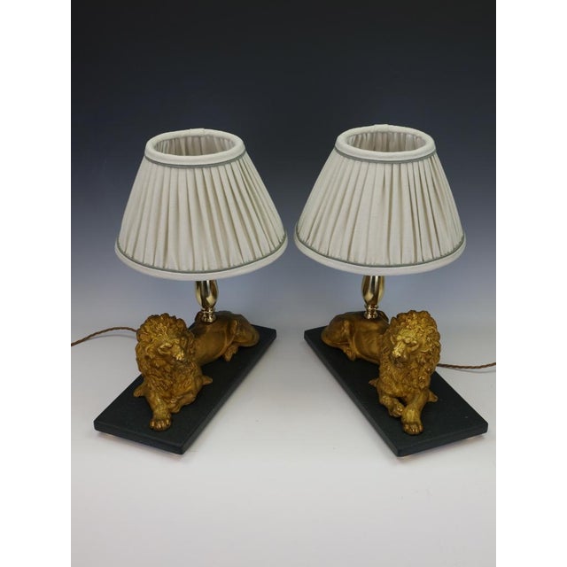 Gilt Bronze Lion Table Lamps attributed to Henri Picard, Paris, 1860s, Set of 2 For Sale - Image 3 of 18