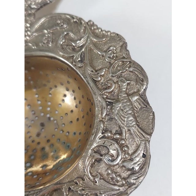 Antique Hanau Germany 800 Silver Figural Tea Strainer For Sale - Image 4 of 5