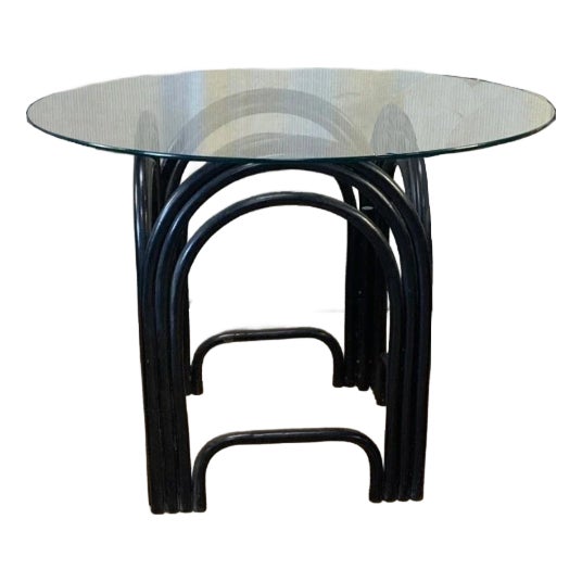Vintage 1980's Bamboo Glass Dining Table - Axel Enthoven for Rohe Noordwolde For Sale