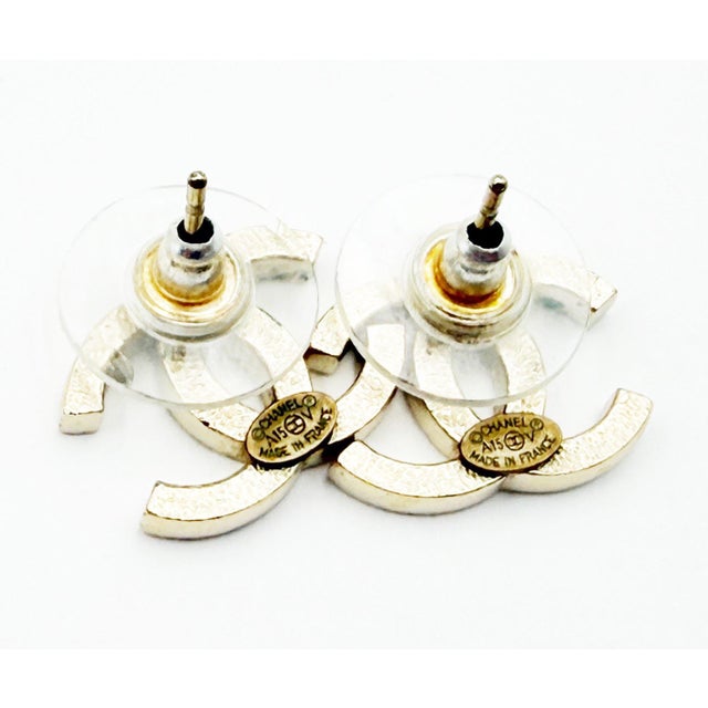 Chanel Chanel Classic Gold CC Crystal Reissued Moscova Piercing Earrings, A Pair For Sale - Image 4 of 4