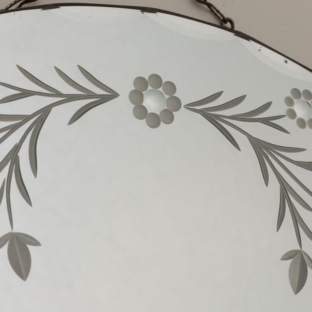 Silver 1930s French Art Deco Etched Circular Beveled Mirror For Sale - Image 8 of 12