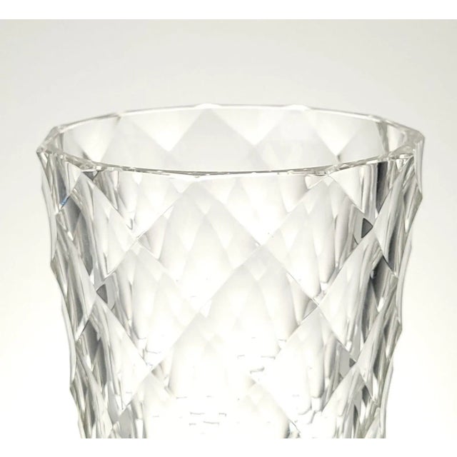 A diamond pattern crystal vase, circa 1960.