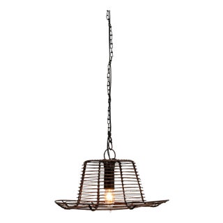 1900s French Industrial Flared Wire-Frame Pendant Light For Sale