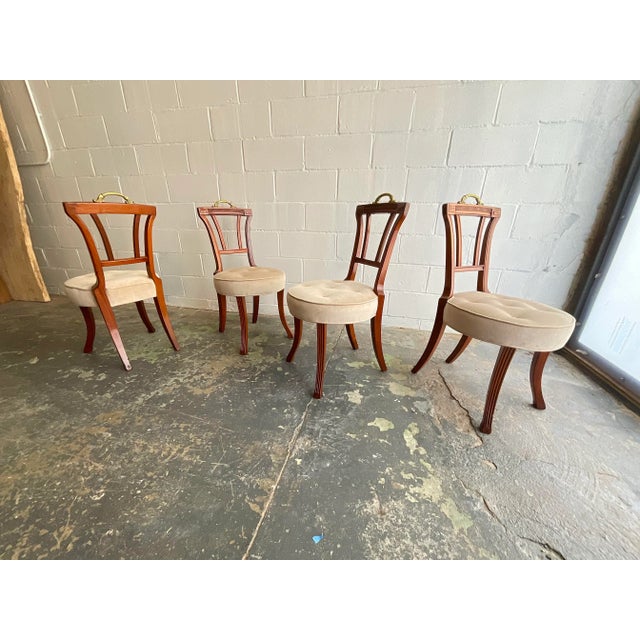 Grosfeld House Antique Set of Four Carved Mahogany Grosfeld House Dining Chairs, 1940s For Sale - Image 4 of 12