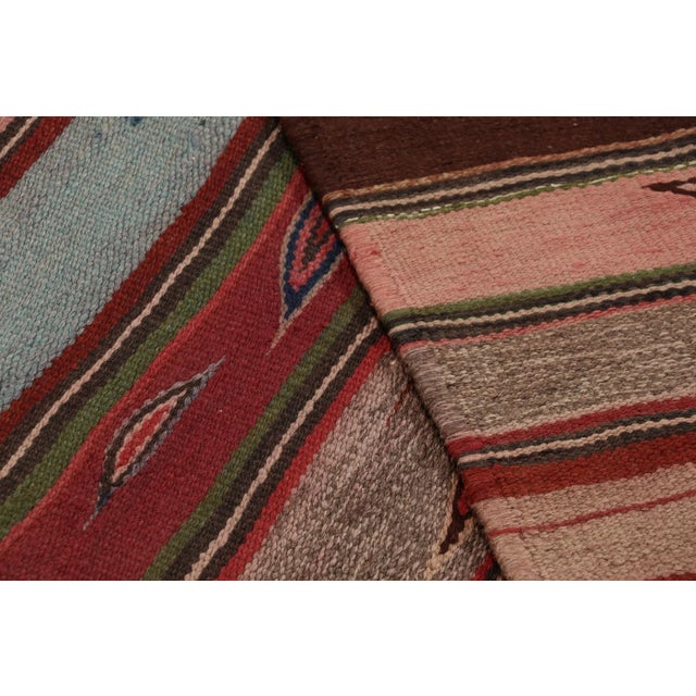 Textile Vintage Heriz Persian Kilim in Pink and Colorful Geometric Stripes - Rug & Kilim For Sale - Image 7 of 7