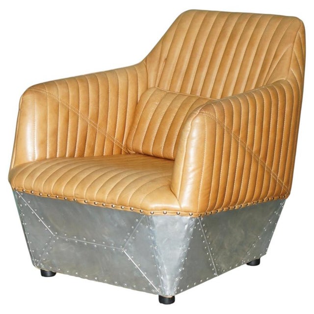 Aviator Lounge Chair in Tan Brown Leather For Sale - Image 16 of 16