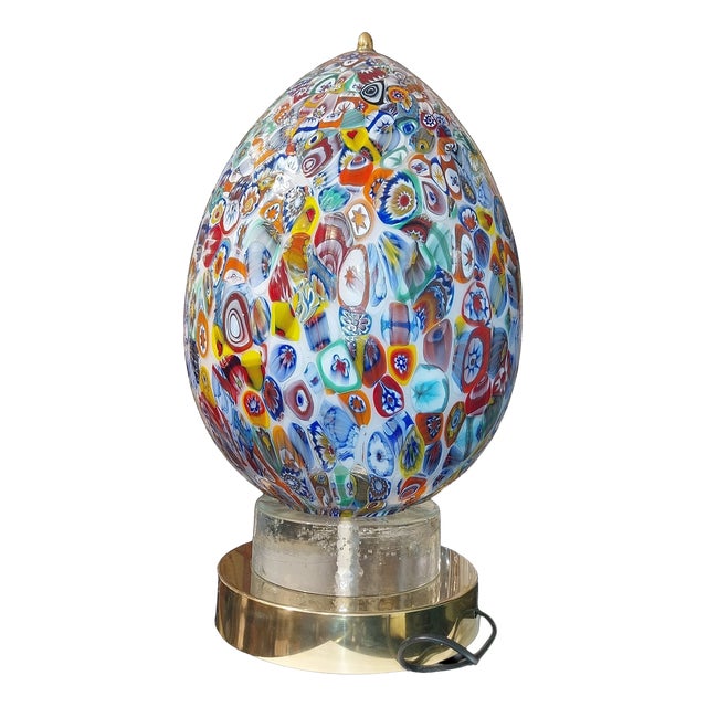 Medium Millefiori Egg Lamp, 1980s For Sale