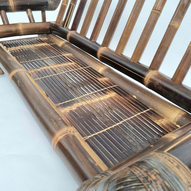 Large Mid-Century Bamboo Frame Sofa, 1970s For Sale - Image 3 of 9