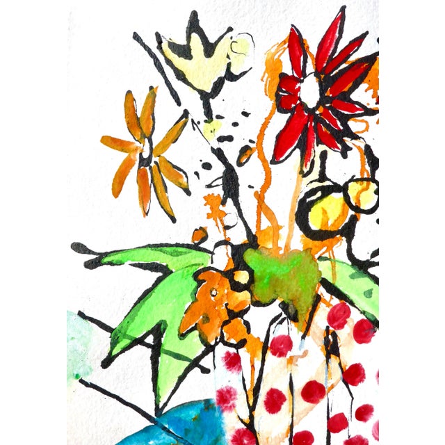 2020s "Wildflowers" Contemporary Abstract Floral Still Life Mixed-Media Painting For Sale - Image 5 of 7