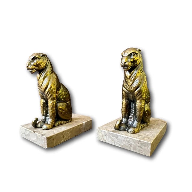 Art Deco Panther Bookends in Spelter and Marble by Jamar, France, 1930s, Set of 2 For Sale - Image 10 of 10