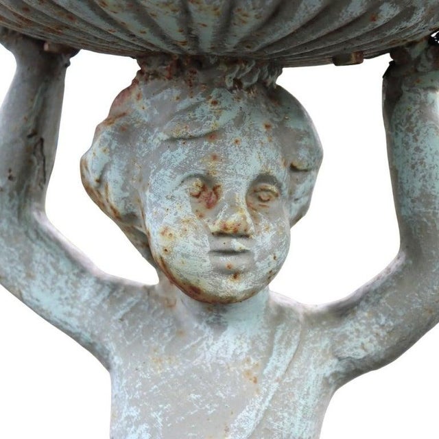 Vintage Figural Cherub & Dolphon Cast Iron Garden Fountain Mid 20thC For Sale - Image 6 of 10