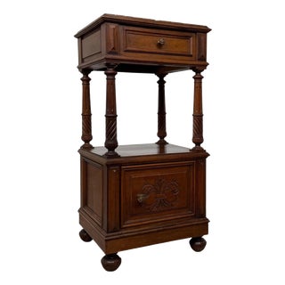 19th Century French Walnut Cabinet with Marble Top For Sale