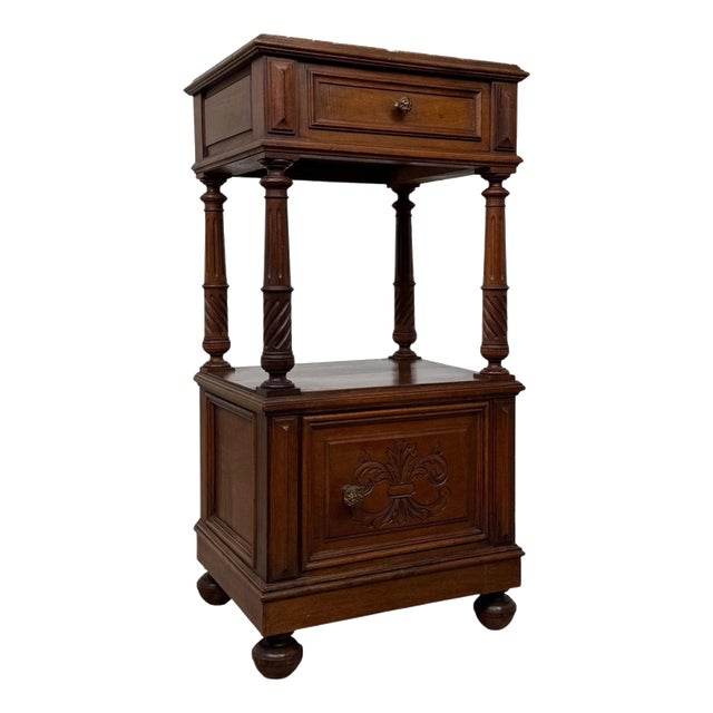 19th Century French Walnut Cabinet with Marble Top For Sale