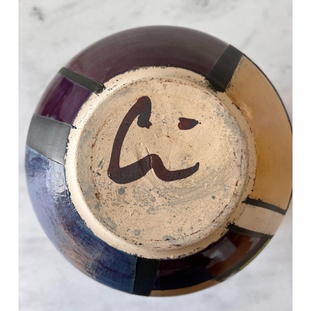 Modernist Handmade Pottery Vase With Geometric Design For Sale - Image 10 of 10