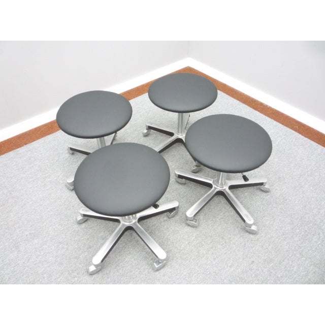 1970s Aluminum and Leather Bar Stools from Olymp, 1970s, Set of 4 For Sale - Image 5 of 9