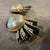 1980s Vintage Gilted Metal Black Enamel and Faux Pearls Italian Clip on Earrings For Sale - Image 10 of 12