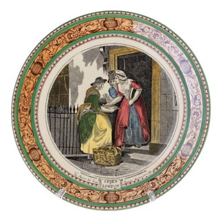 Antiques Porcelain Ceramic Plate from Cries of London, 19th Century For Sale