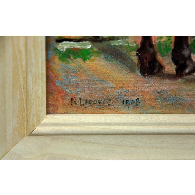 Raimond Louis Lecourt, Working Horses at the Trough, 1908, Oil on Canvas, Framed For Sale - Image 3 of 18