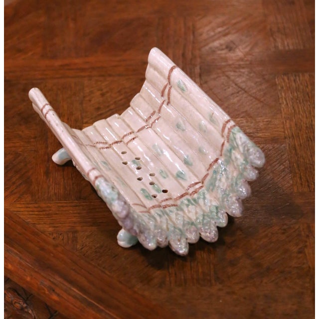 Early 20th Century French Majolica Asparagus Form Centerpiece Vessel For Sale - Image 4 of 9