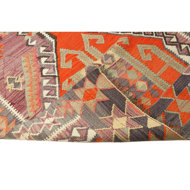 Mid 20th Century Mid 20th Century Long Colorful Vintage Kilim Runner For Sale - Image 5 of 7
